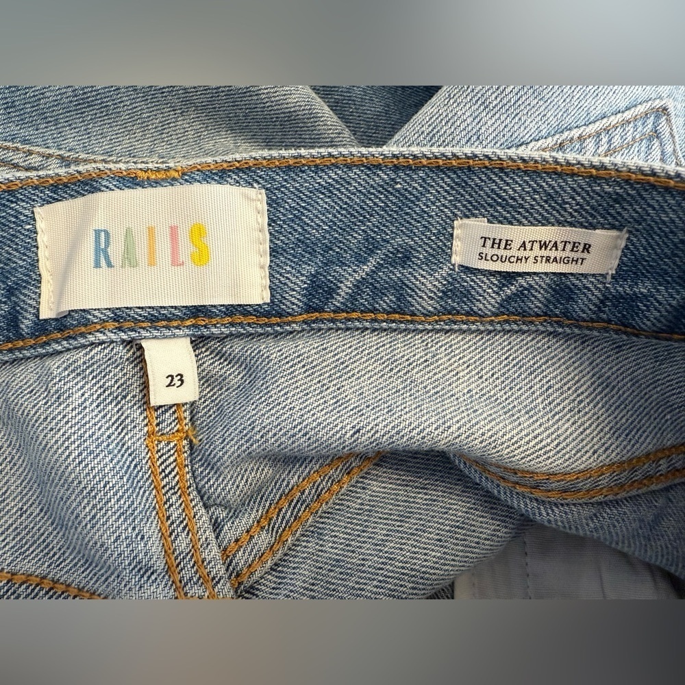 NWT Rails The Atwater Slouchy Straight Leg Crop Jean Blue Bleach Hem Size 23 - Picture 3 of 14